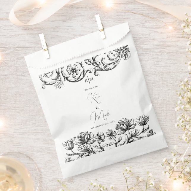 Sachets En Papier Élégant Mariage de script de calligraphie Vintage (Coupé)