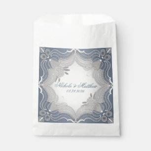Sachets En Papier Élégant Mariage En Dentelle Sur Bleu Gradient