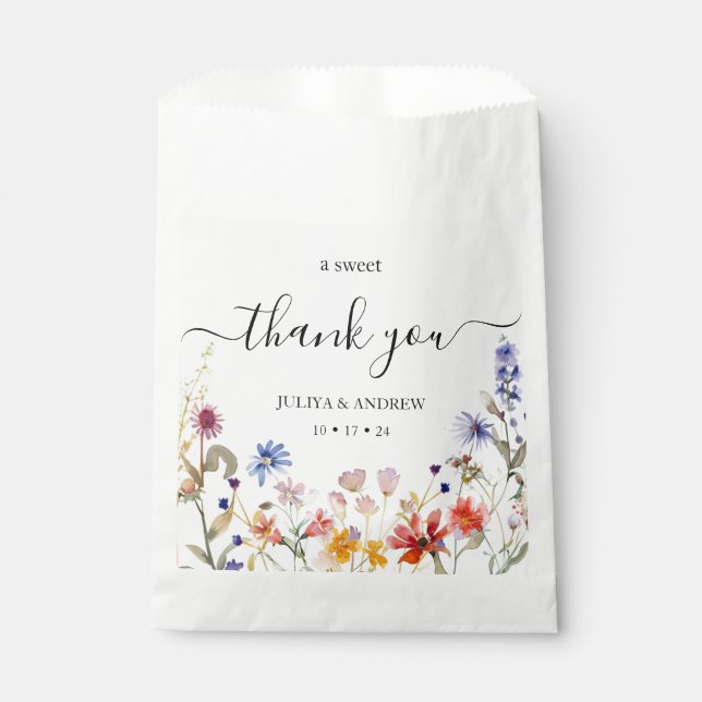 Sachets En Papier Élégant mariage fleur sauvage coloré (Devant)
