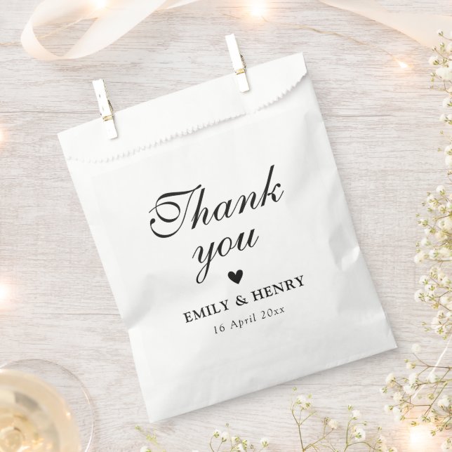 Sachets En Papier Élégant mariage noir et blanc (Coupé)