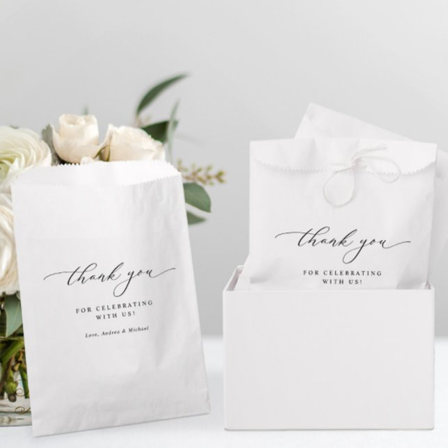 Sachets En Papier Élégant Mariage noir et blanc chic (Elegant Wedding Favors - Thank You Favor Bags - Modern Wedding Favors)