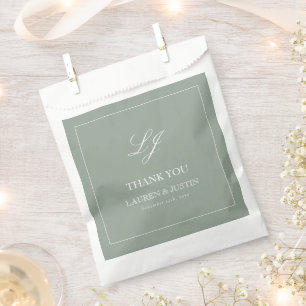 Sachets En Papier Élégant Merci de Monogramme Vert Sage