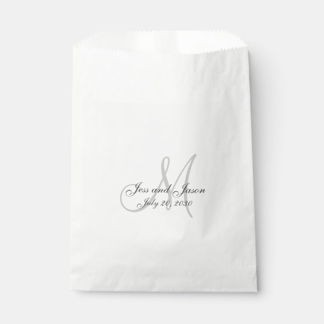 Sachets En Papier Élégant Merci de noms de monogramme Mariage (Devant)