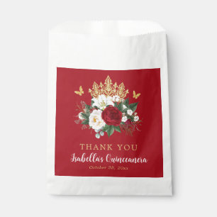 Sachets En Papier Élégant Merci de Quinceañera Floral Rouge