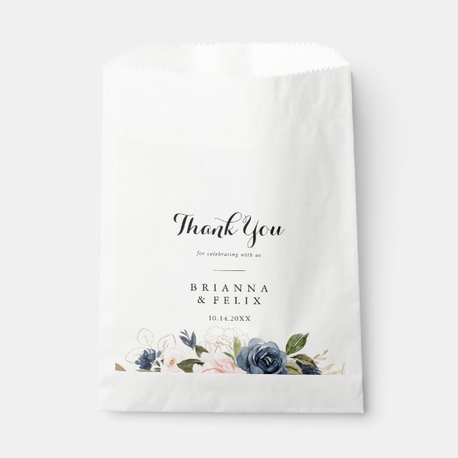 Sachets En Papier Élégant Merci Floral d'hiver Mariage (Devant)