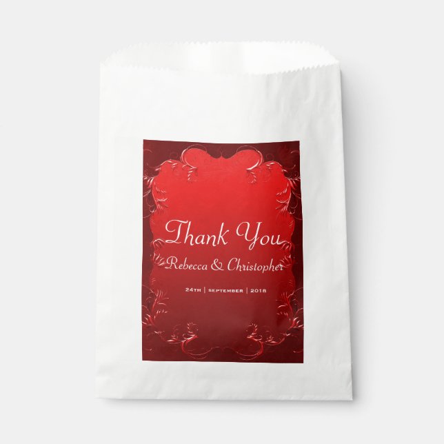 Sachets En Papier Élégant Merci Mariage bleu rouge (Devant)