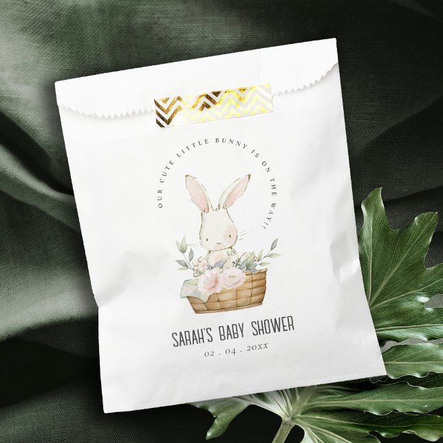 Sachets En Papier Élégant Mignonne Lapin Dans Baby shower Panier Flo (Créateur téléchargé)