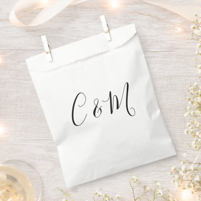 Sachets En Papier Élégant Monogramme Noir et Blanc (Coupé)