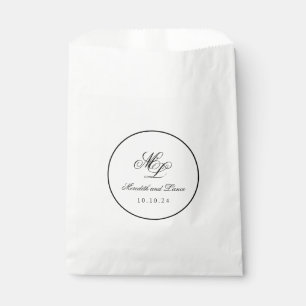 Sachets En Papier Élégant Monogramme noir et blanc Script