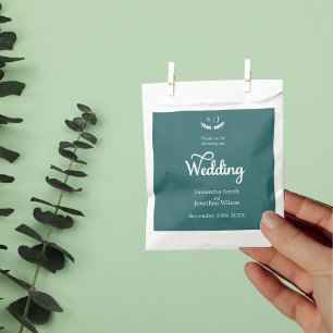 Sachets En Papier Élégant Monogramme vert Bijou Mariage de ton