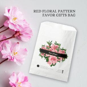 Sachets En Papier Élégant motif Floral rouge Nom personnalisé Sociét