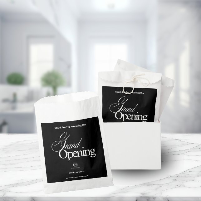 Sachets En Papier Élégant Noir Business Logo Calligraphie Merci (Créateur téléchargé)