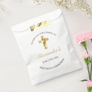Sachets En Papier Elégant or premier saint Merci Communion