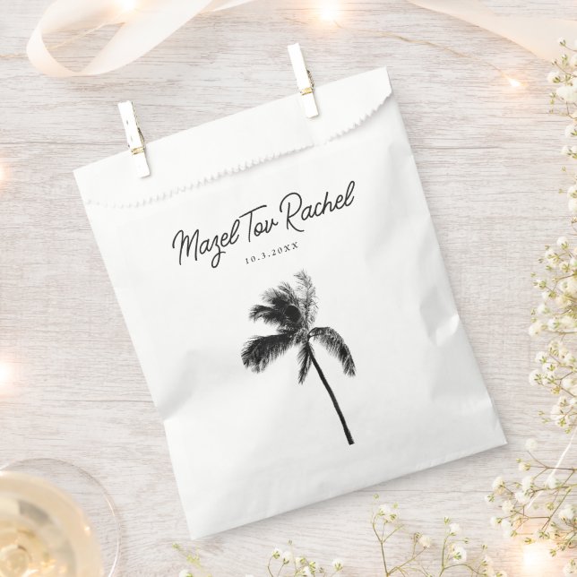 Sachets En Papier Élégant Palm Tree Mazel Tov Bat mitzvah Favoriser  (Coupé)