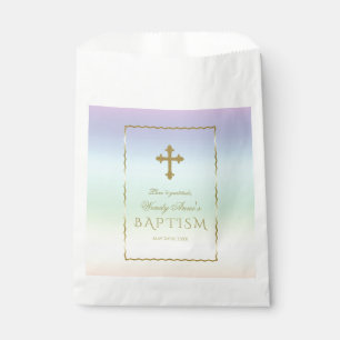 Sachets En Papier Elégant Pastel Rainbow Color Gold Cross Baptism