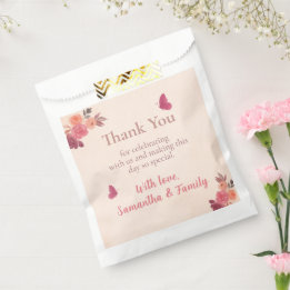 Sachets En Papier Elegant Pink Floral Watercolor 1st Birthday