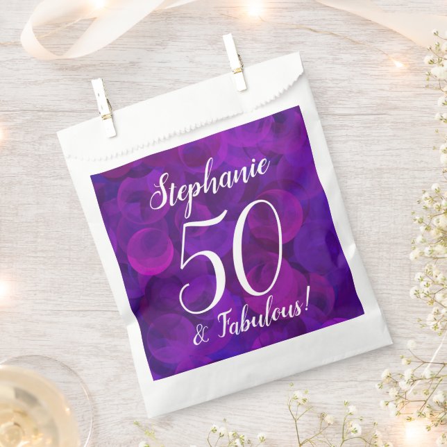 Sachets En Papier Elégant Purple 50 et Fabuleux fête d'anniversaire (Coupé)