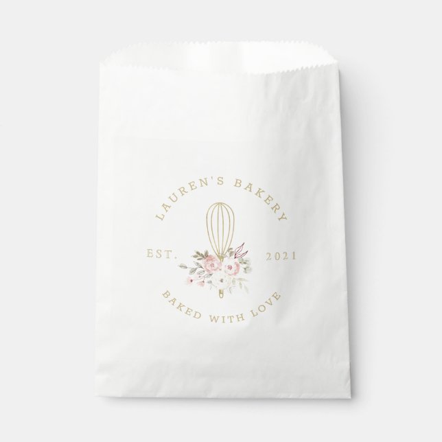 Sachets En Papier Élégant Rustique Floral Home Boulangerie Logo (Devant)