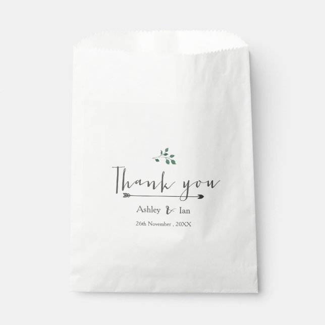 Sachets En Papier Élégant sac de faveur de mariage manuscrit (Devant)