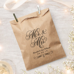 Sachets En Papier Élégant Sac Kraft de Mariage "Monsieur et Madame" 