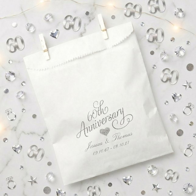 Sachets En Papier Élégant Script 60e Anniversaire de Mariage de Diam (Créateur téléchargé)