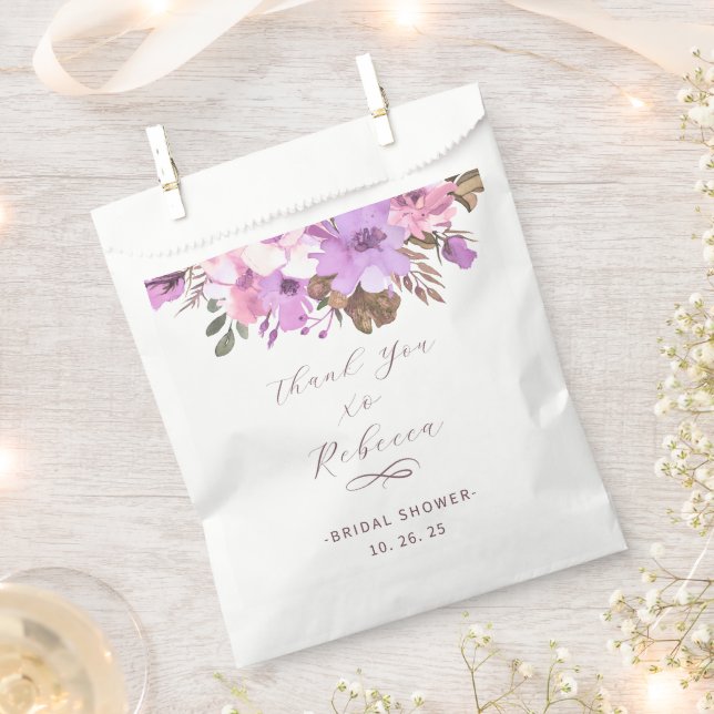 Sachets En Papier Élégant Shower Floral de Mariée (Coupé)