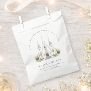 Sachets En Papier Élégant simple catholique Mariage de l'église aqua
