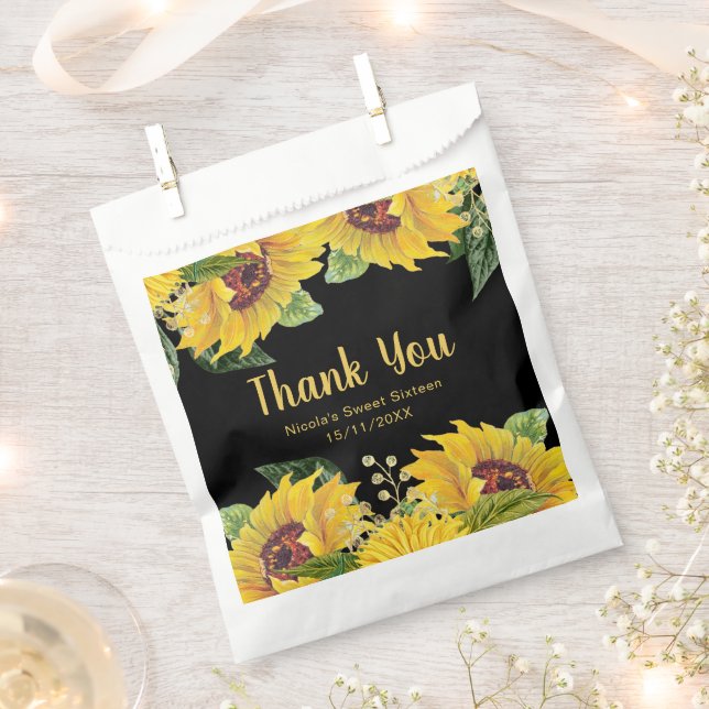 Sachets En Papier Elegant Sunflowers and Foliage Sweet Sixteen (Coupé)