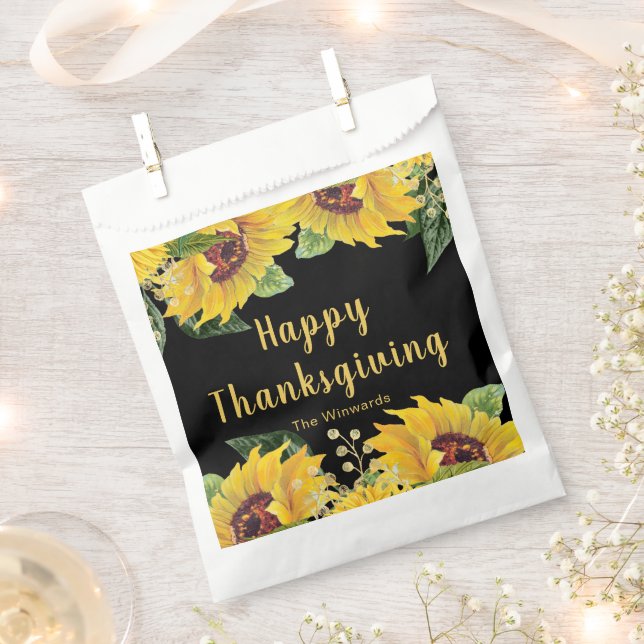 Sachets En Papier Elegant Sunflowers and Foliage Thanksgiving Party (Coupé)