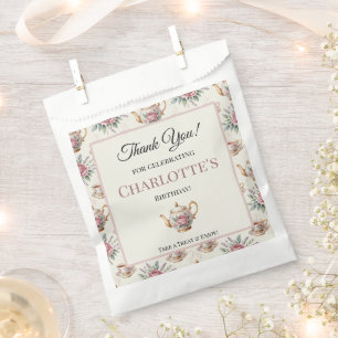 Sachets En Papier Elégant Tea Party Nom Vintage Floral Anniversaire
