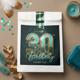 Sachets En Papier Elegant Teal and Gold 30th Birthday Modern Luxury 