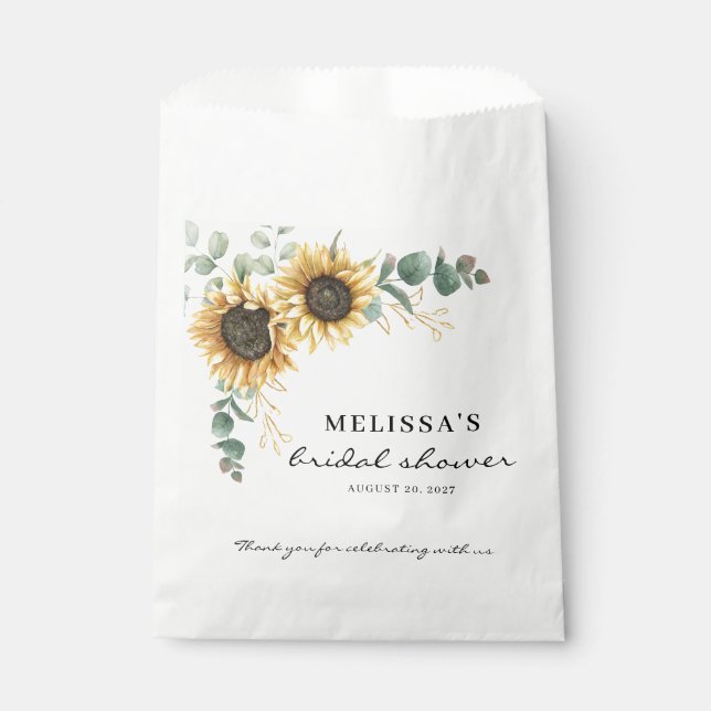 Sachets En Papier Élégant Tournesol Eucalyptus Floral Mariage (Devant)