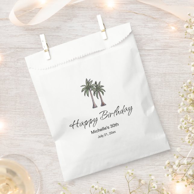 Sachets En Papier Elegant Tropical Palm Trees 30th Birthday Party (Coupé)