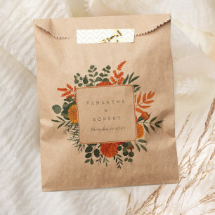 Sachets En Papier Élégant Turquoise en terre cuite automne Floral Ma