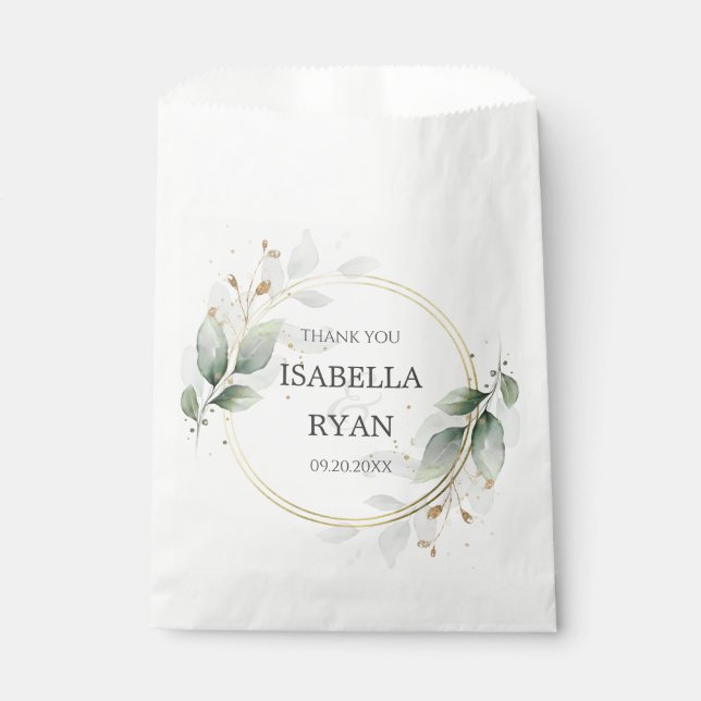 Sachets En Papier ÉLÉGANT Verdure Feuille Mariage or (Devant)