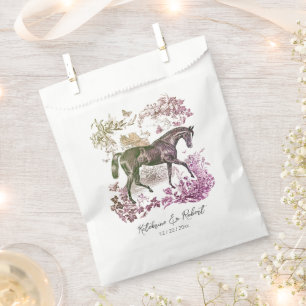 Sachets En Papier Élégant Vintage Chic Cheval foncé Toile Mariage