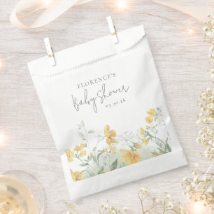 Sachets En Papier Élégante Baby Shower Fleurs Jaunes