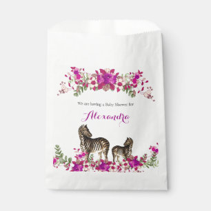 Sachets En Papier Élégante fête de Baby shower floral rose Zebra