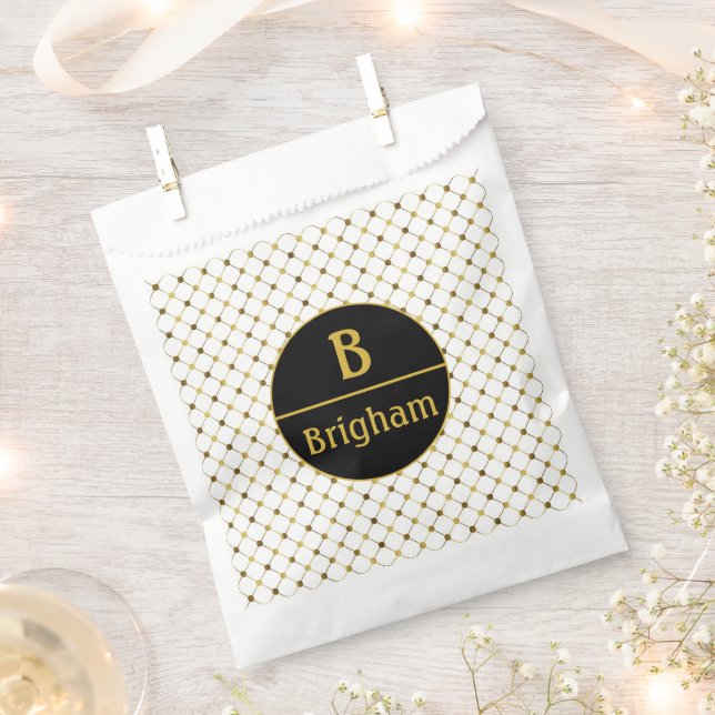 Sachets En Papier Élégante grille de points en or blanc monogramme p (Coupé)