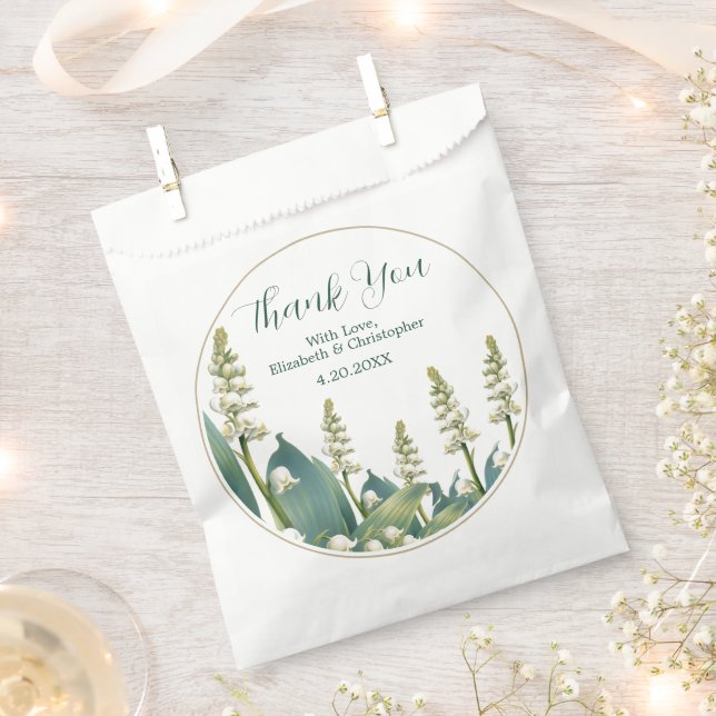 Sachets En Papier Elégante Lily de la Vallée Mariage Merci (Coupé)