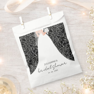 Sachets En Papier Élégante mariée sur Fête des mariées noire