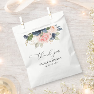 Sachets En Papier Elégante marine blush floral mariage Merci