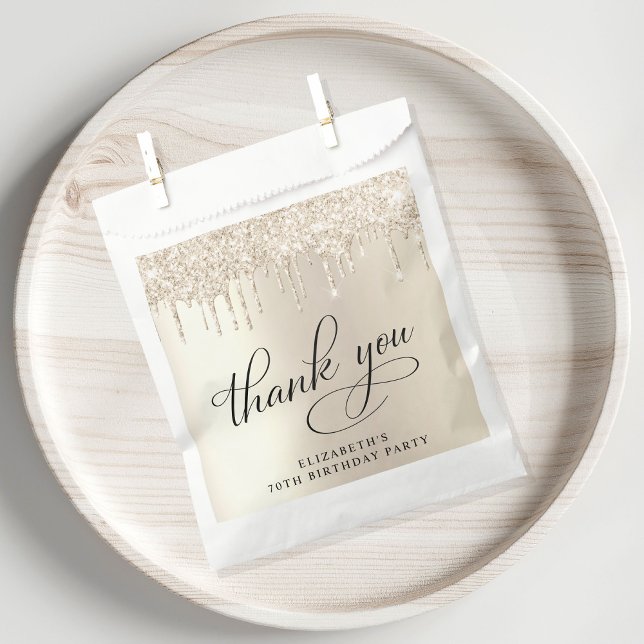 Sachets En Papier Elégante Parties scintillant d'or 70e fête d'anniv (Créateur téléchargé)