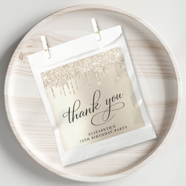 Sachets En Papier Elégante Parties scintillant d'or 75e fête d'anniv (Créateur téléchargé)