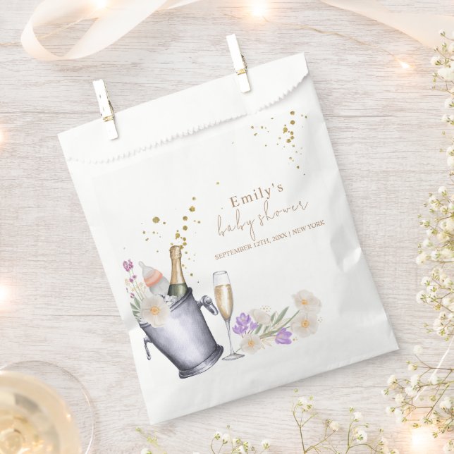 Sachets En Papier Elégante Sip & Voir Champagne Baby shower bouteill (Coupé)
