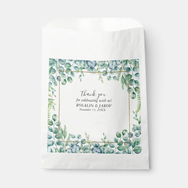 Sachets En Papier Élégante verdure mariage botanique (Devant)