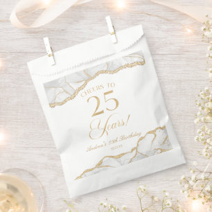 Sachets En Papier Elégante White Gold Agate 25e fête d'anniversaire