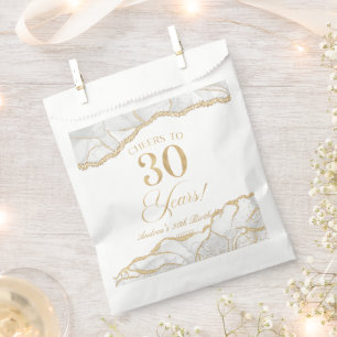 Sachets En Papier Elégante White Gold Agate 30e fête d'anniversaire