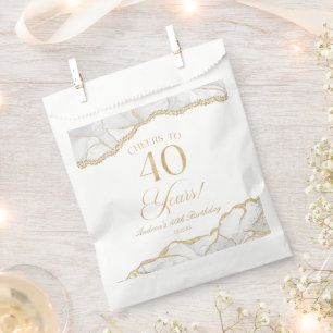 Sachets En Papier Elégante White Gold Agate 40e fête d'anniversaire