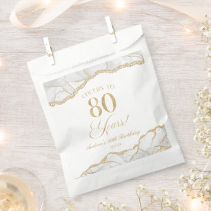 Sachets En Papier Elégante White Gold Agate 80e fête d'anniversaire